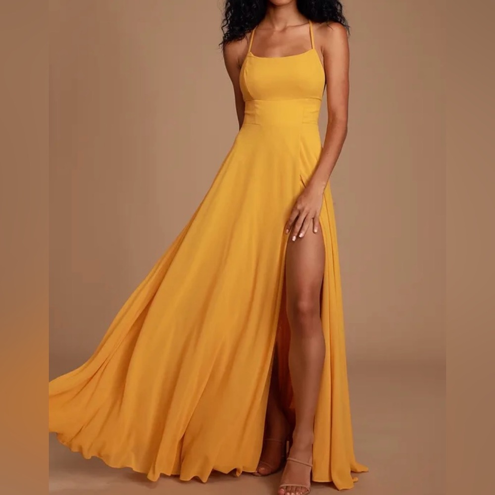 Lulu's Mustard Yellow Maxi Dress